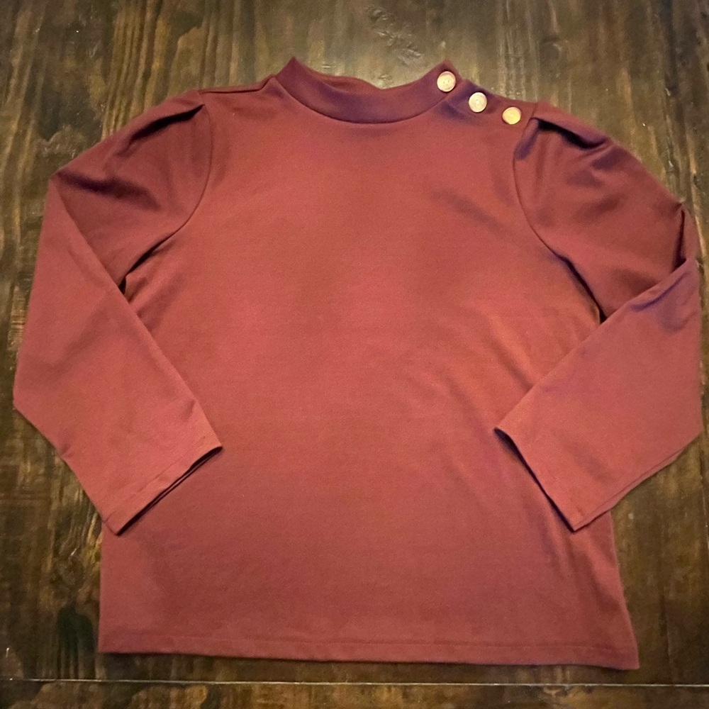 Ann Taylor Deep Burgundy Top with Shoulder Button